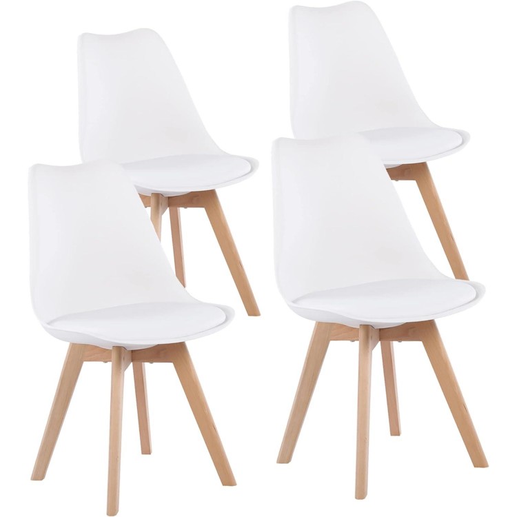 Set of 4 Dining Room Chairs with Solid Beech Wood Legs