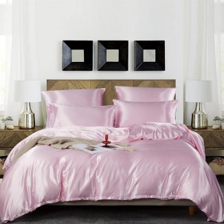 Smooth, Shiny, Satin Deluxe Duvet Cover with Zip and Pillowcase