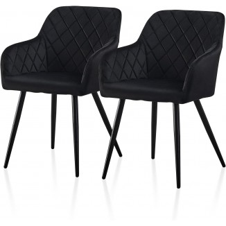 2 Pieces Velvet Dining Chairs for Leisure Lounge 