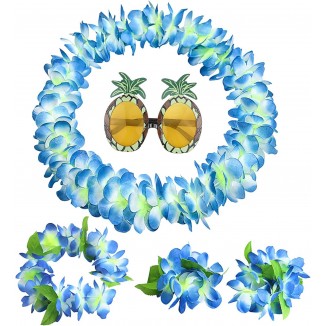 Hawaii Flower Necklace, Pack of 5 Hawaiian Leis