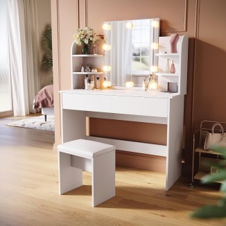 Dressing Table with Lighting and Stool LED Mirror