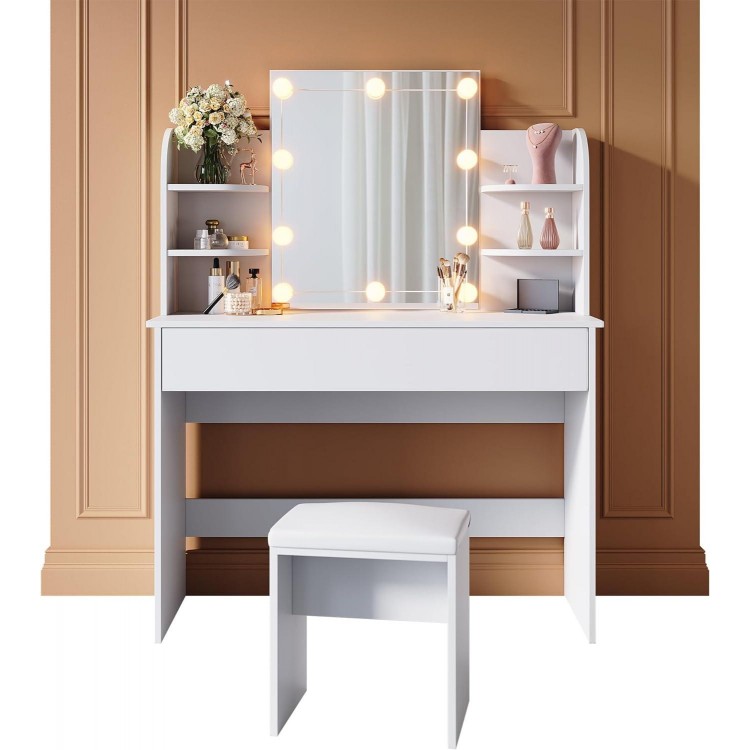 Dressing Table with Lighting and Stool LED Mirror