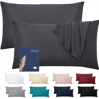 40 x 80 cm Anthracite Soft Pillowcase 40 x 80 cm Set of 2 Microfibre Pillowcases 40 x 80 cm