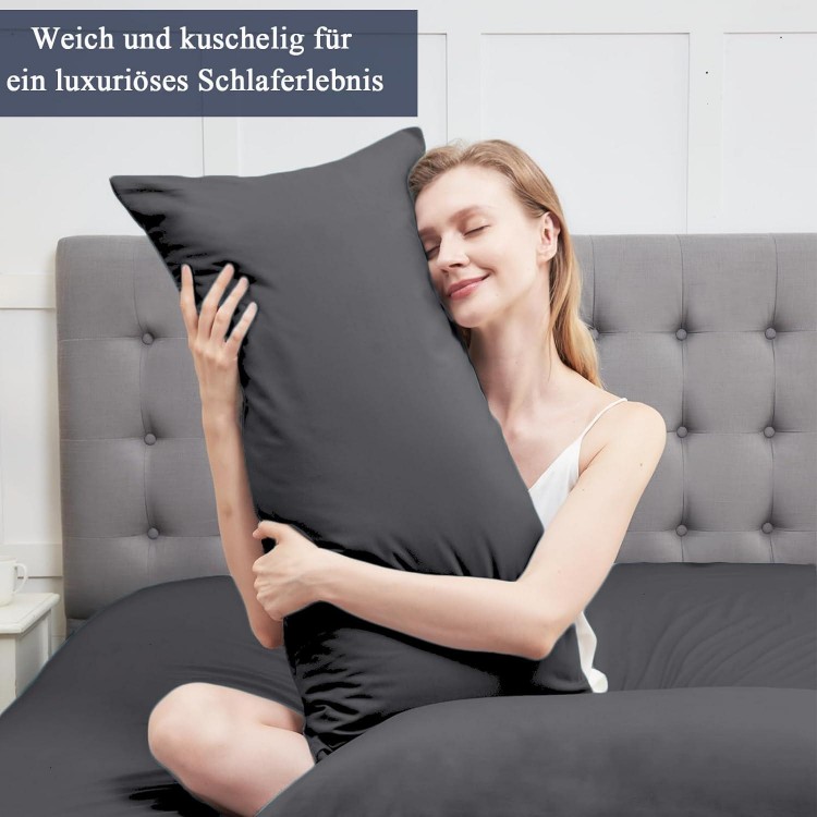 40 x 80 cm Anthracite Soft Pillowcase 40 x 80 cm Set of 2 Microfibre Pillowcases 40 x 80 cm