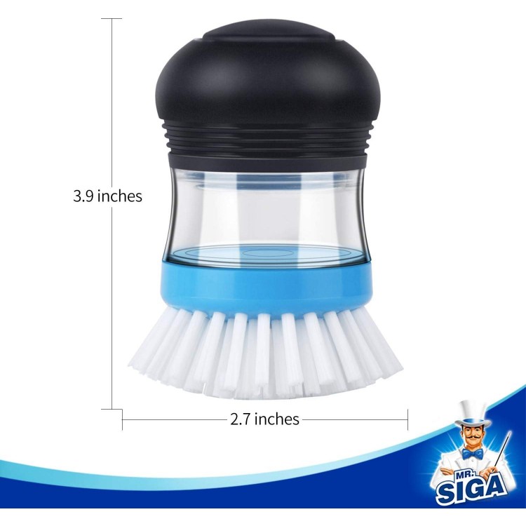 MR.SIGA Soap Dispenser Palm Tree Brush Kitchen Brush for Dish Cleaning Pot Pan Sink Pack of 2 Navy Blue