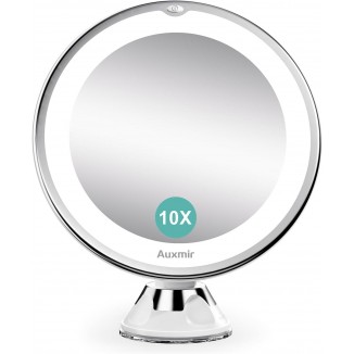 Cosmetic Mirror with Lighting and 10x Magnification, Strong Suction Cup