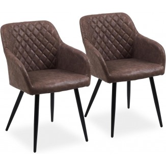 Dining Room Chairs, Set of 2, Faux Leather