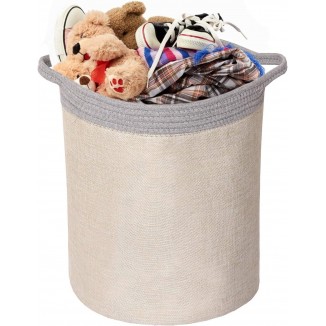 Baby Laundry Basket, Foldable Round Storage Basket, 38 x 33 cm with Handles