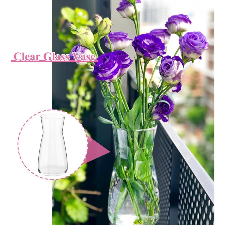 Glass Flower Vase, Clear Glass Vase, 20 cm High Glass Vase for Table Decoration, Decorative Vase