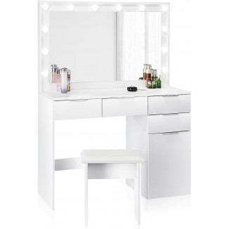 Dressing Table with LED Lighting and Stool Dressing Table