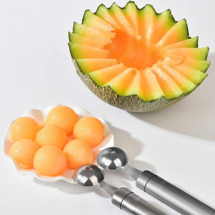 Pack of 2 Melon Spoons Ball Cutters Dual Purpose Melon