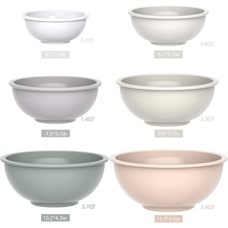  Mixing Bowl, Set of 6, Plastic Nist Salad Bowl with Lid, Bowl with Lid