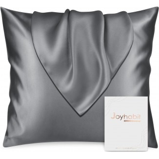 Silk Pillowcase 80 x 80 cm, 100% Organic Mulberry Silk Made of Natural, Silver Grey