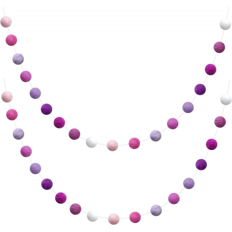 3 m Felt Ball Garland, 36 Pieces, Colourful Pom