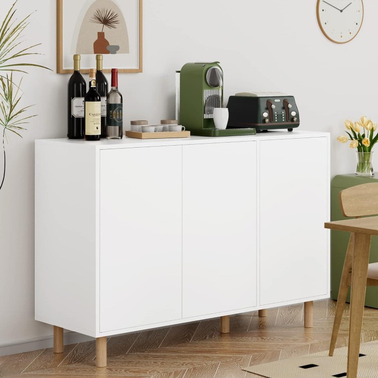 Chest of Drawers with 3 Doors, Sideboard, White, Kitchen Cabinet