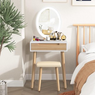 Dressing Table with Lighting, Dressing Table with LED Mirror Chair