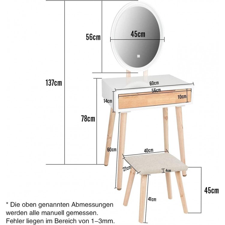 Dressing Table with Lighting, Dressing Table with LED Mirror Chair