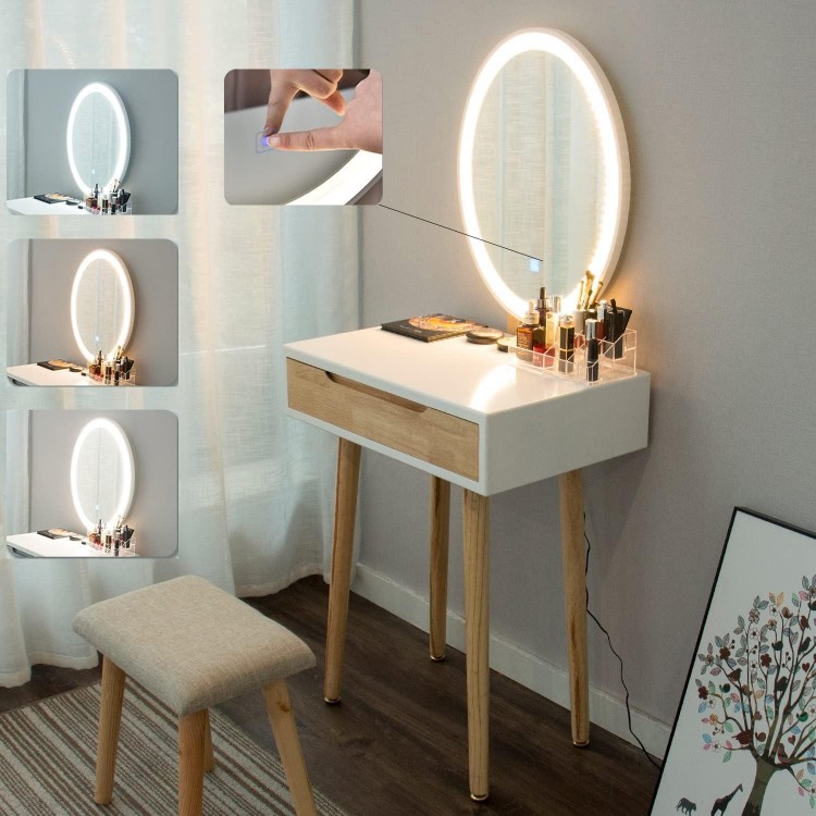 Dressing Table with Lighting, Dressing Table with LED Mirror Chair