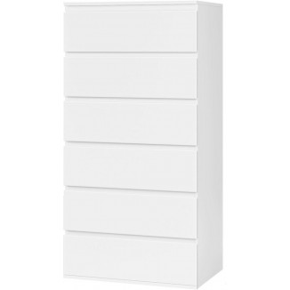 Chest of Drawers White with 6 Drawers, Sideboard High Drawer Cabinet