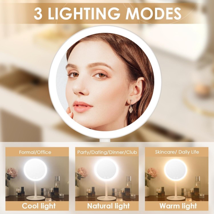 Kosmetikspiegel mit LED Beleuchtung, 1X Schminkspiegel mit kleinem 10X Vergrößerungspiegel