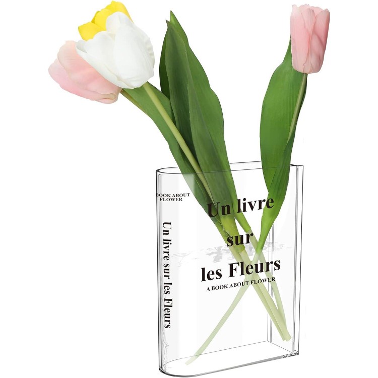 Book Vase, Tulip Vase, Clear Book Vase, Acrylic Book Vases, Clear Book Flower Vase