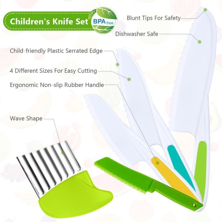Children's Knife, 5 Piece Children's Kitchen Knife Set