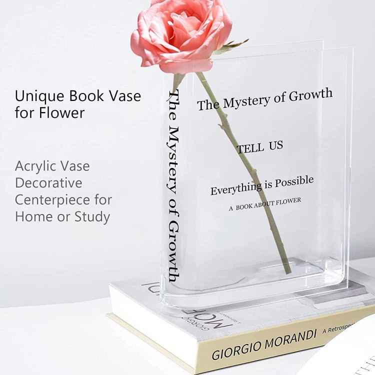 Book Vase, Wbbrbbr Clear Book Vase, Clear Book Flower Vase, Acrylic Book Vase