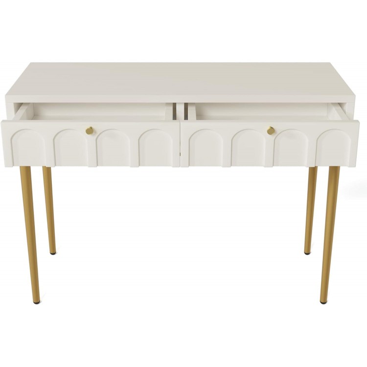 Dressing Table with 2 Drawers, Cream White, Bedroom Sideboard