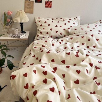 2-Piece Microfibre Hearts Bed Linen Set And Pillowcase