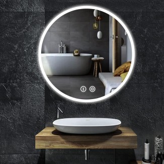 Round Bathroom Mirror with Lighting, Round Mirror 60 cm with Lighting