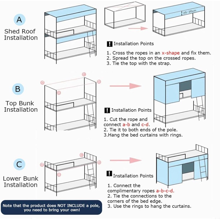 Bed Curtain, Bunk Bed, Blackout Curtains, Dustproof Bed Canopy, Bunk Bed