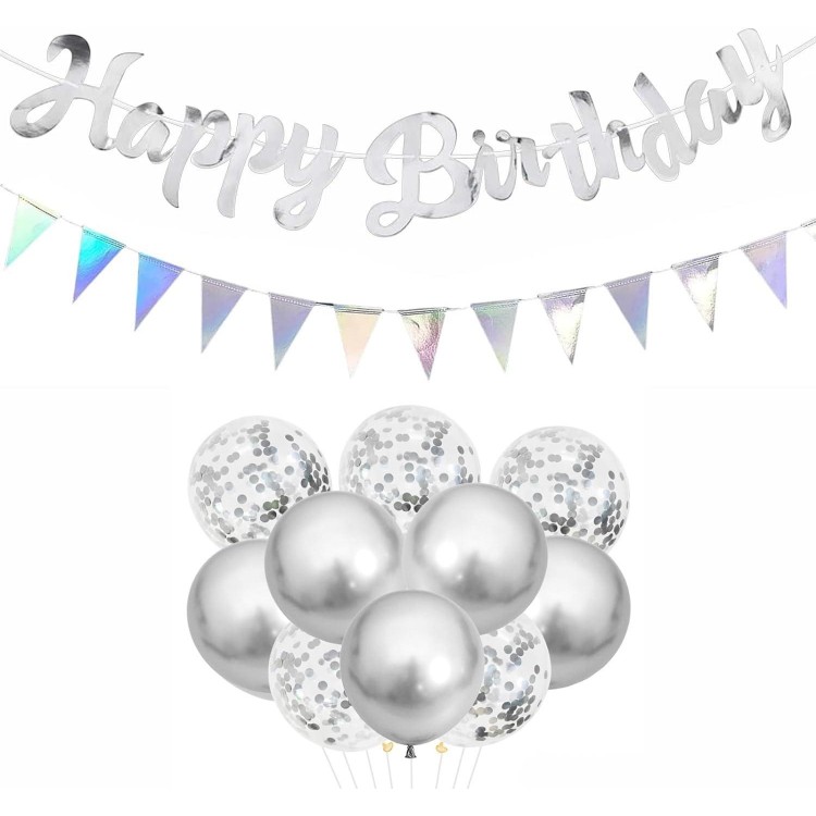 Happy Birthday Garland Set, Garland Birthday Silver