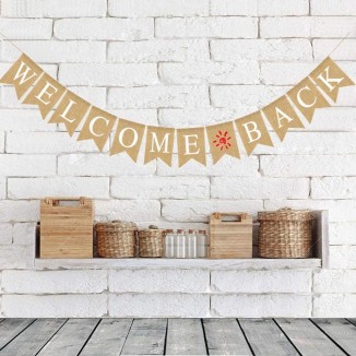 Welcome Back Banner Decorative Linen Letter Bunting