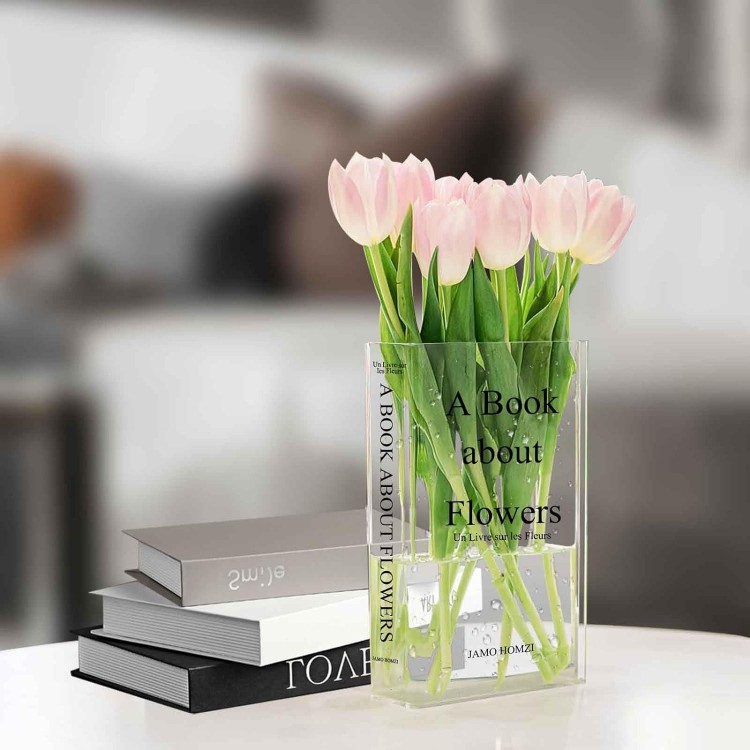 Clear Book Vase, Clear Book Flower Vase, Acrylic Book Vase, Transparent Vase for Flowers