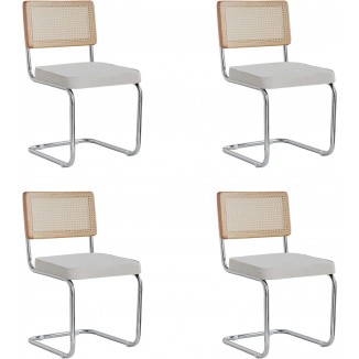 Modern Set of 4 Dining Chairs with Natural Cane 