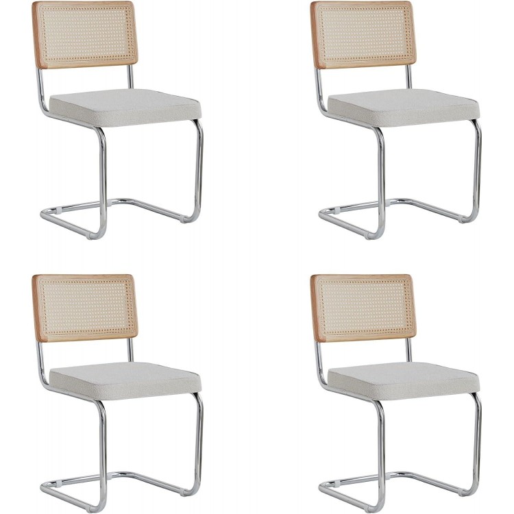  Modern Set of 4 Dining Chairs with Natural Cane 