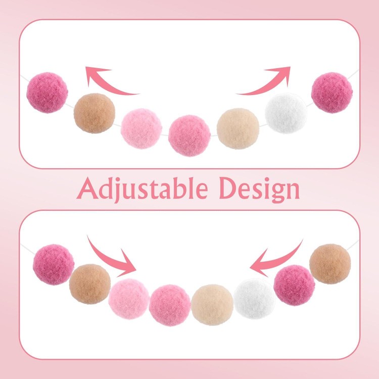 Garland, Pack of 2 Felt Ball Garland, Colourful