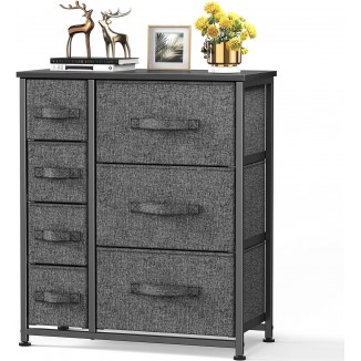 7 Drawer Fabric Chest of Drawers Wide Chest Storage Tower Organizer Unit