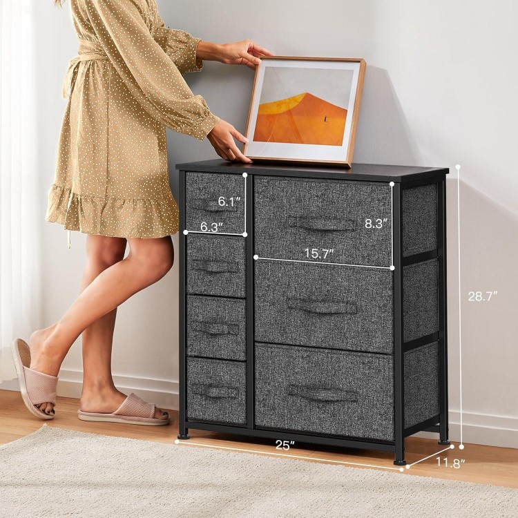 7 Drawer Fabric Chest of Drawers Wide Chest Storage Tower Organizer Unit