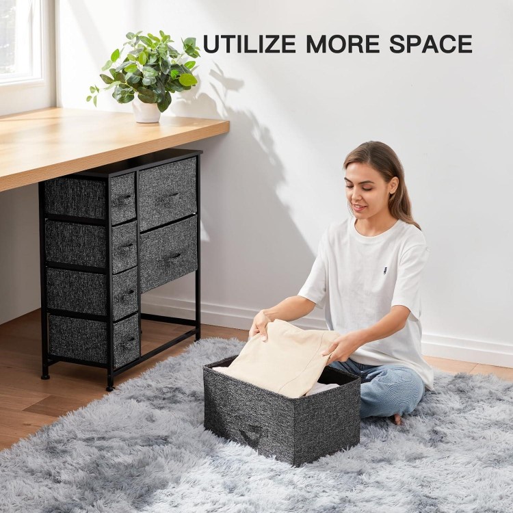 7 Drawer Fabric Chest of Drawers Wide Chest Storage Tower Organizer Unit