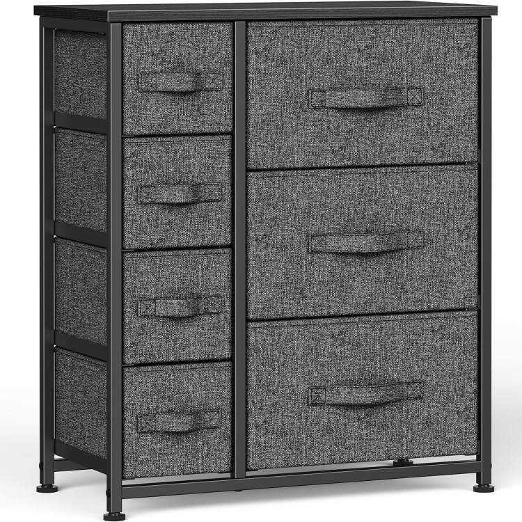 7 Drawer Fabric Chest of Drawers Wide Chest Storage Tower Organizer Unit