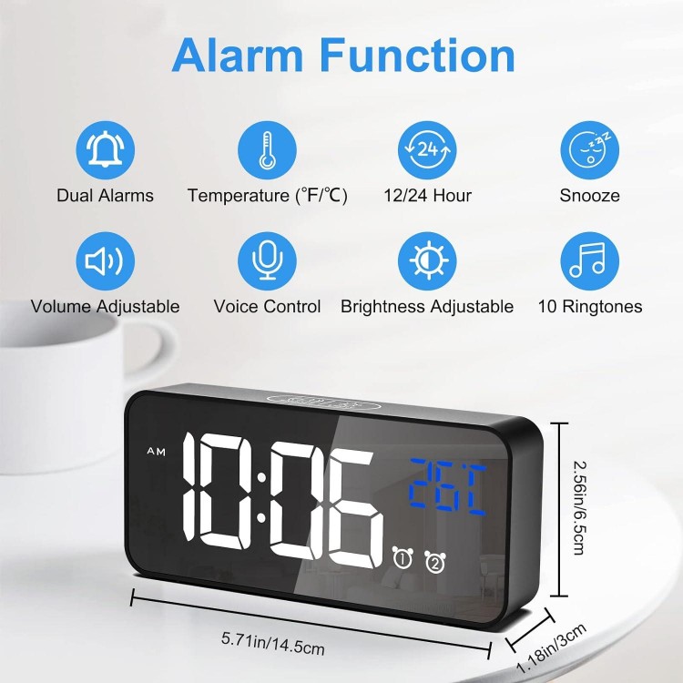 Digital Alarm Clock ,LED Digital Clock with Temperature Display