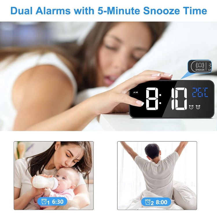 Digital Alarm Clock ,LED Digital Clock with Temperature Display