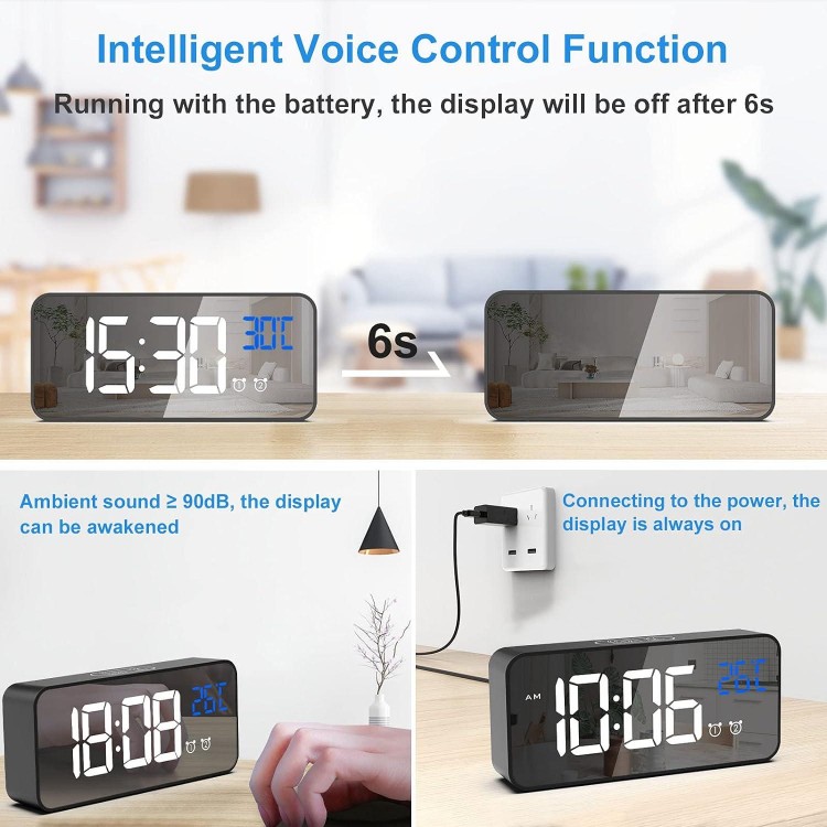 Digital Alarm Clock ,LED Digital Clock with Temperature Display