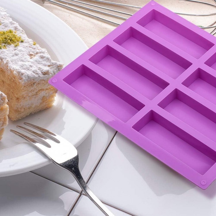 2 x Large Rectangle Silicone Cereal Bar Mould, 8 Cavity Energy Bar