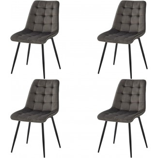 Set of 4 Modern Velvet Dining Room Chairs