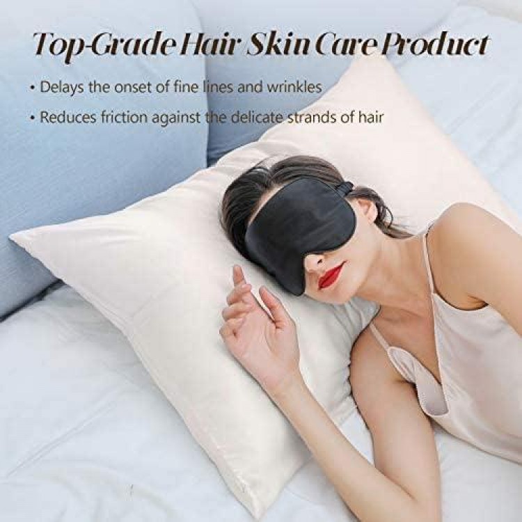 100% Natural Pure Silk Pillowcase for Hair and Skin, 19 Momme on Both Sides