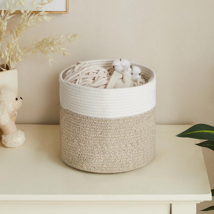 Braided Cotton Basket, Toy Storage for Children's Room, Storage Basket, Planter Basket