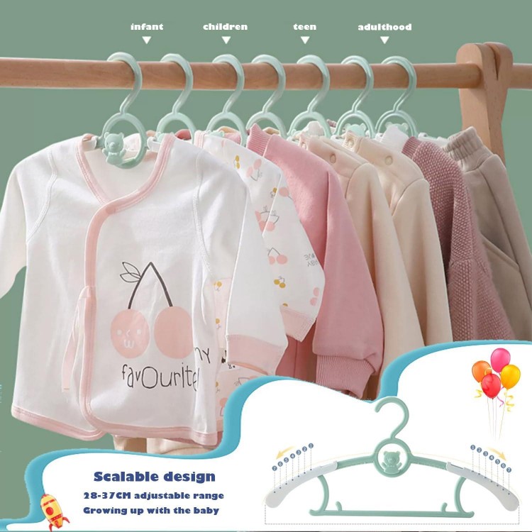 Children's Clothes Hangers, Set of 20 Stackable Hangers with Bear Hooks, Non-Slip Baby Clothes Hangers