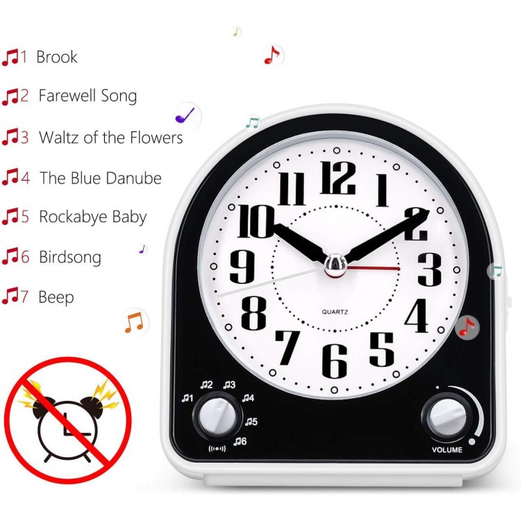 Analogue Alarm Clock with 7 Alarm Tones